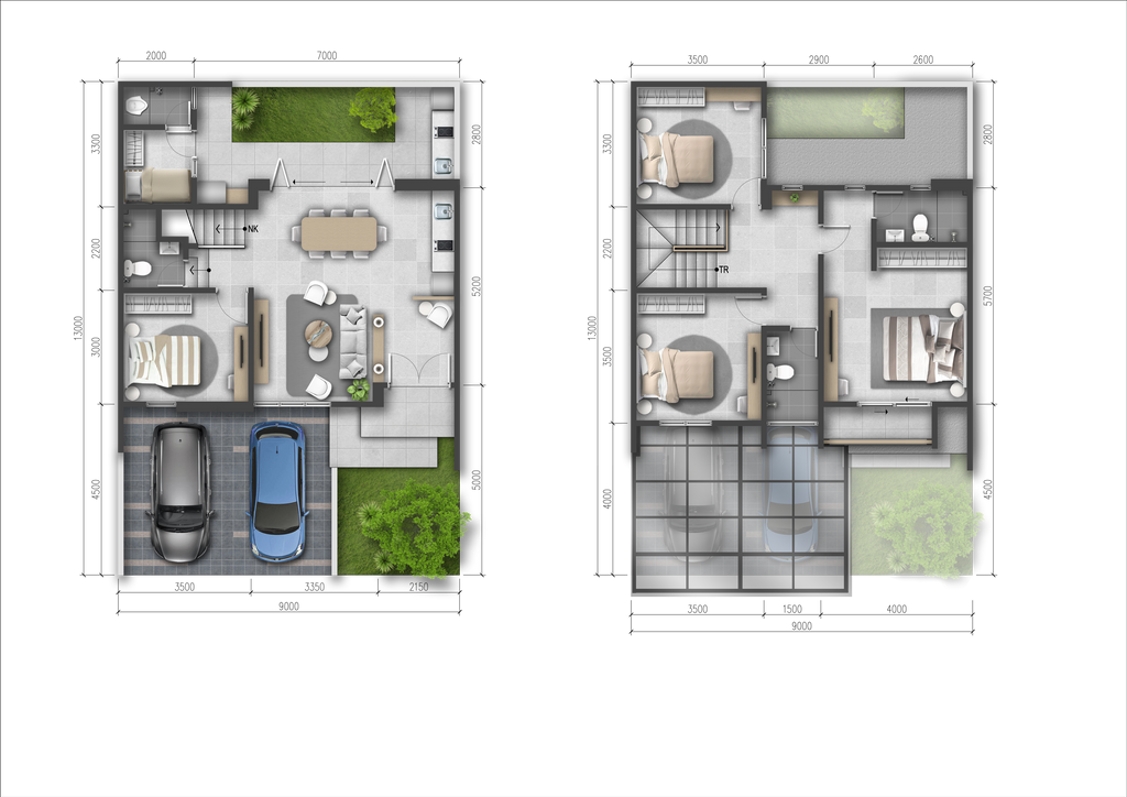 foto denah rumah tipe MAHOGANY - PREMIUM perumahan SUMMARECON BEKASI - CLUSTER MULBERRY RESIDENCE
