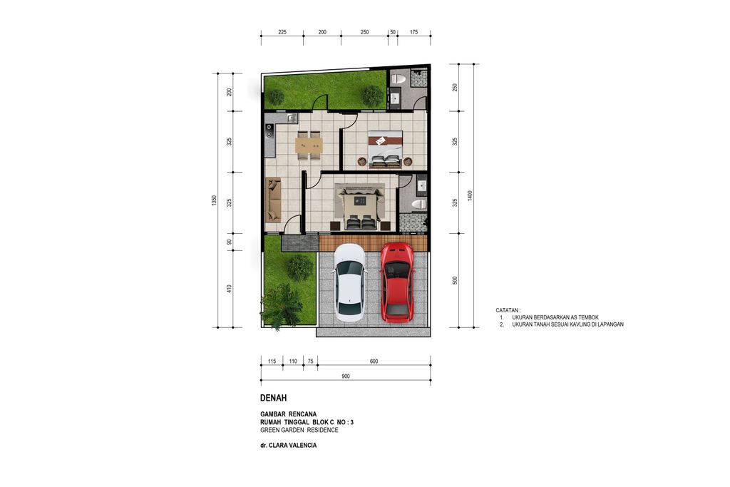 foto denah rumah tipe 60 perumahan GREEN GARDEN RESIDENCE