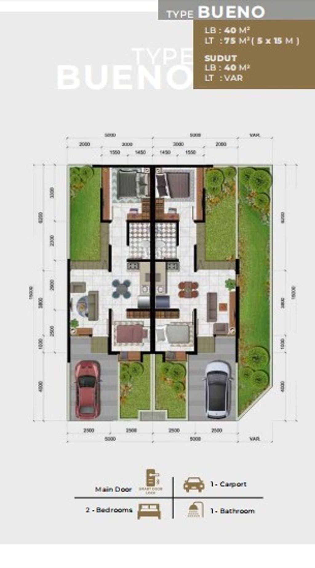 foto denah rumah tipe BUENO STD-STANDARD perumahan CITRA RAYA - GARDEN VILLE - CLUSTER GIRONA