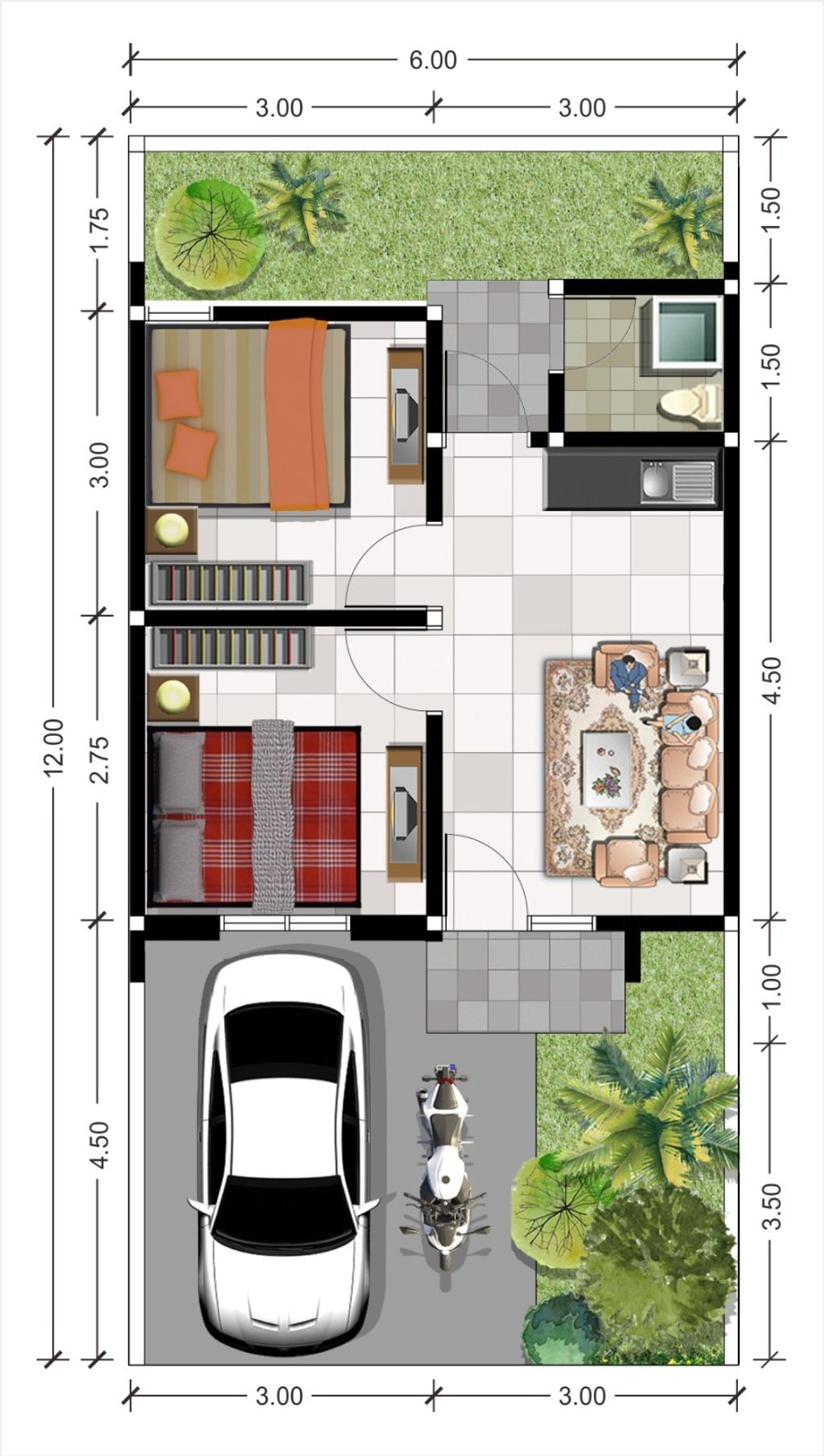 foto denah rumah tipe CLUSTER LIMAS perumahan GRAND KENCANA 2