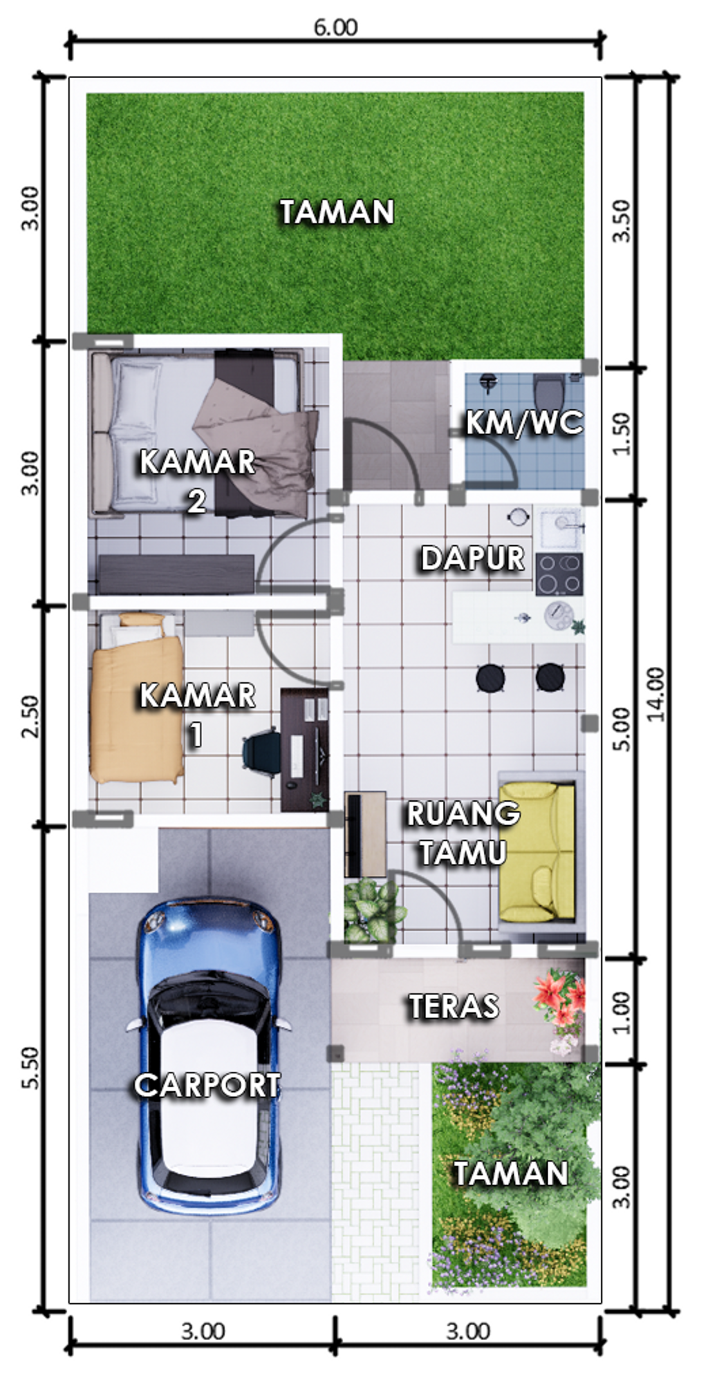 foto denah rumah tipe 36 perumahan Grand Kemayoran