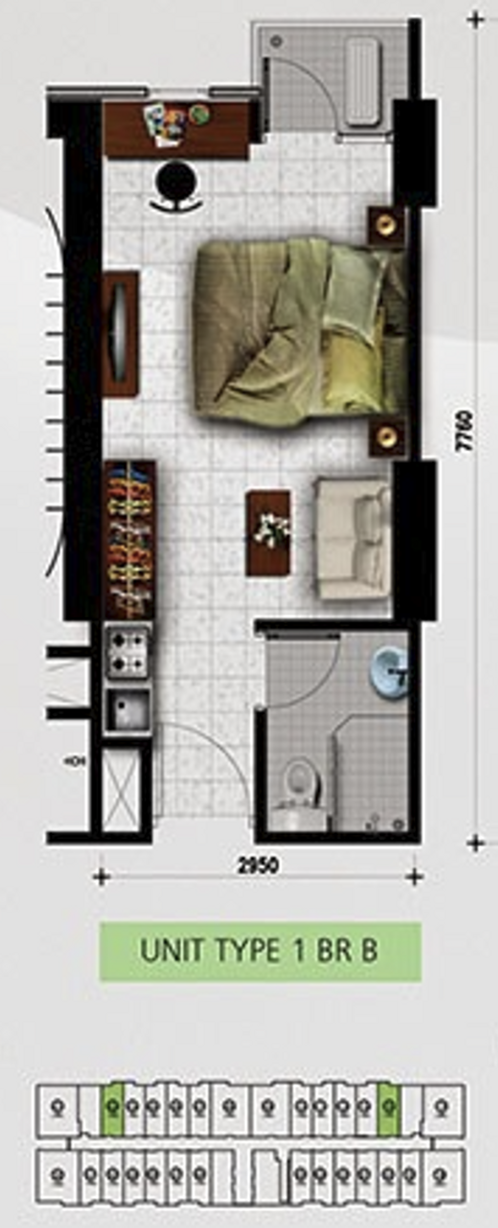 foto denah rumah tipe 1 BR B perumahan ORCHARD