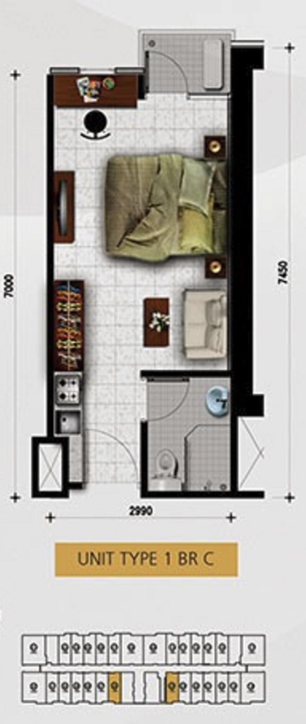 foto denah rumah tipe 1 BR C perumahan ORCHARD