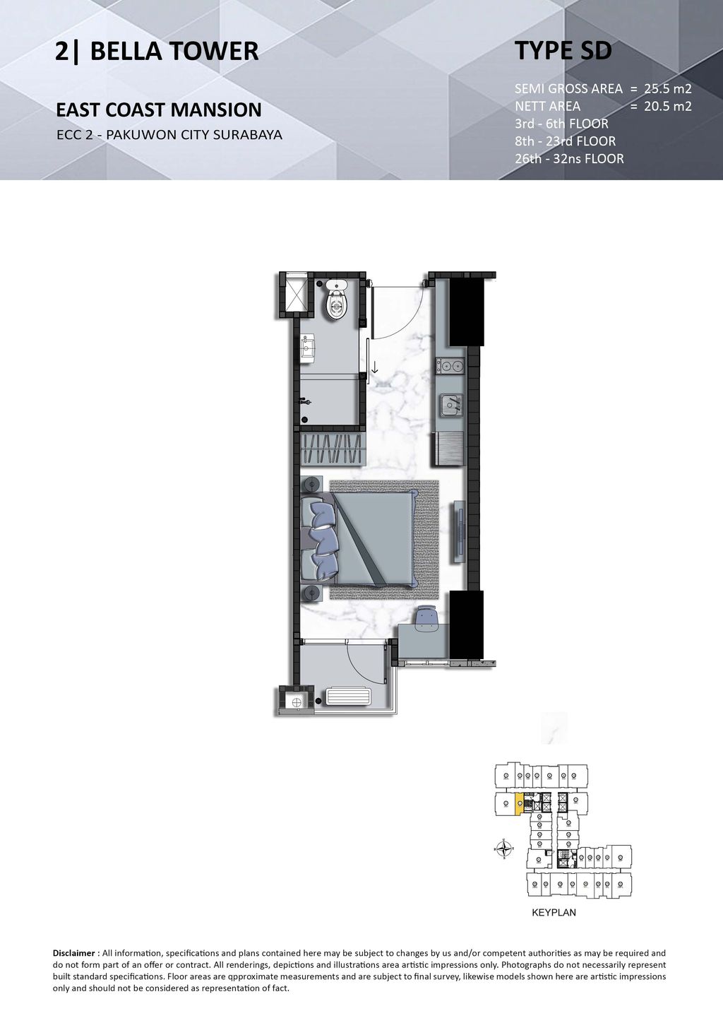 foto denah rumah tipe SD perumahan TOWER BELLA, EAST COAST MANSION