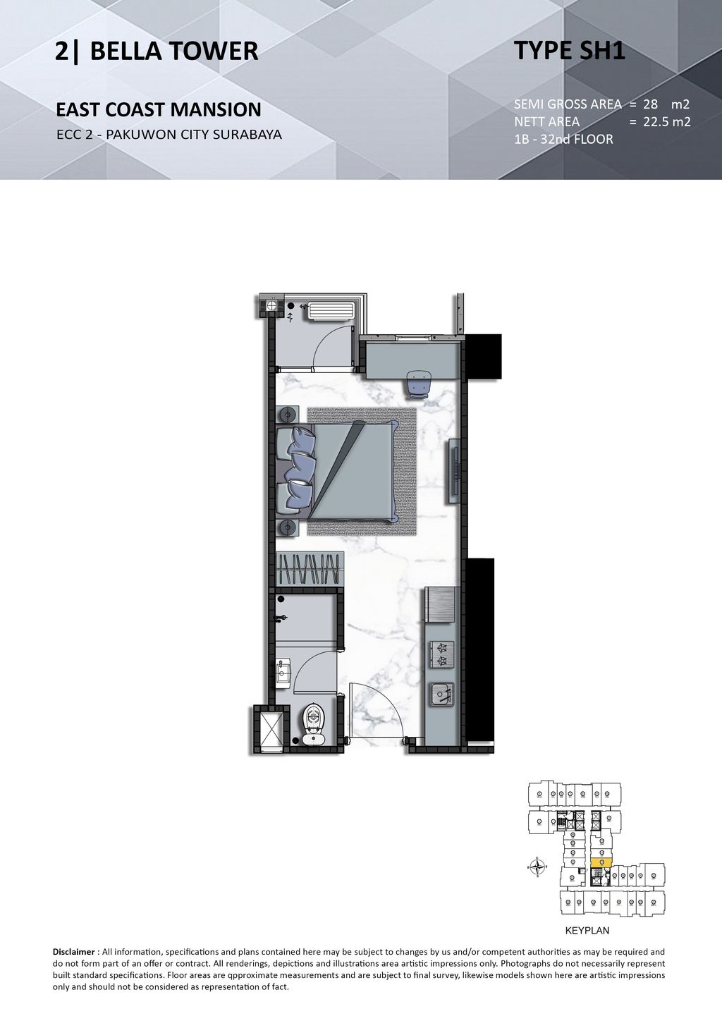 foto denah rumah tipe SH1 perumahan TOWER BELLA, EAST COAST MANSION