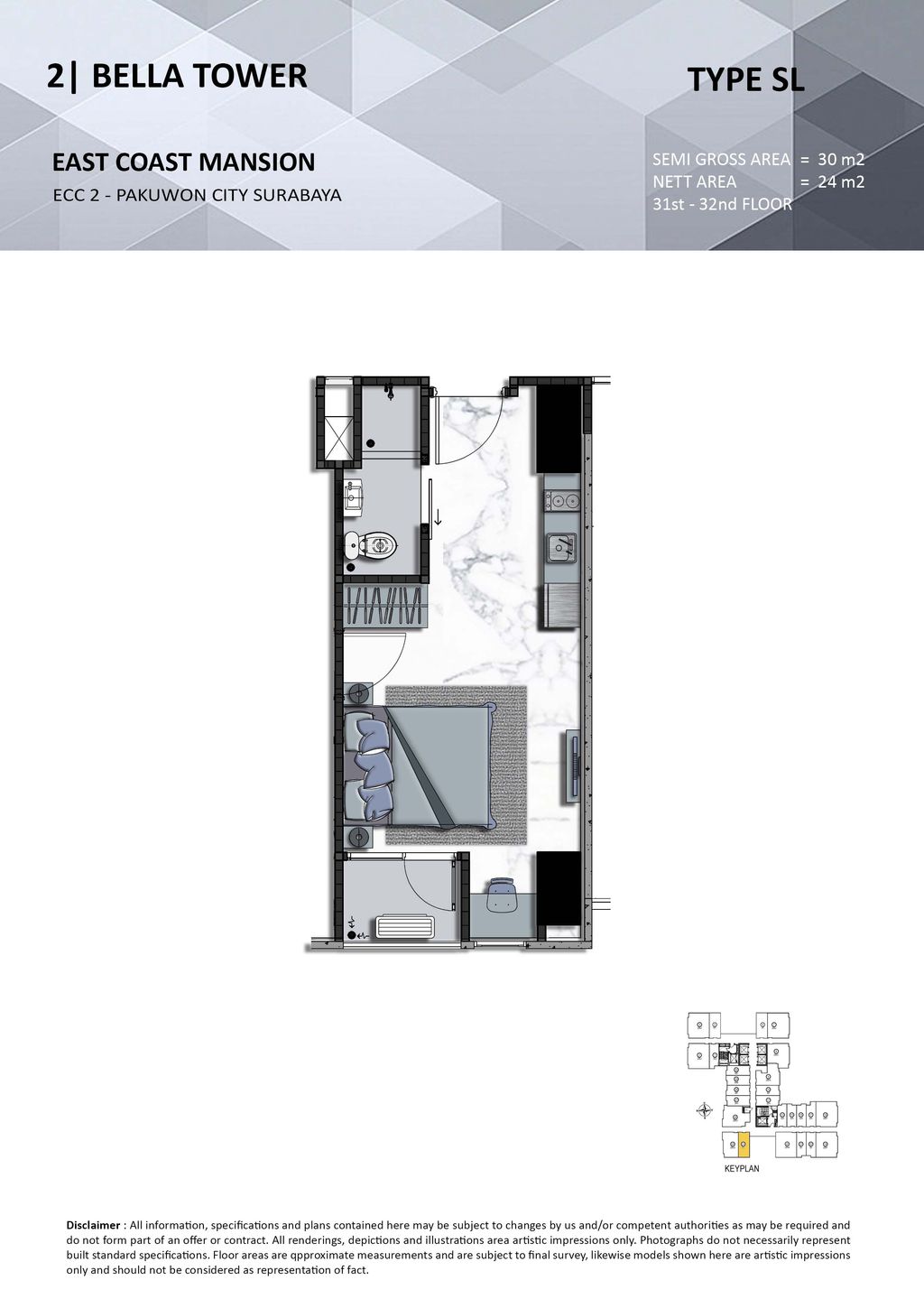 foto denah rumah tipe SL perumahan TOWER BELLA, EAST COAST MANSION