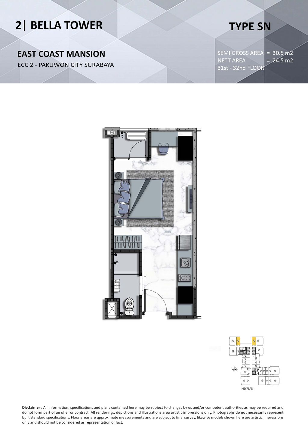 foto denah rumah tipe SN perumahan TOWER BELLA, EAST COAST MANSION