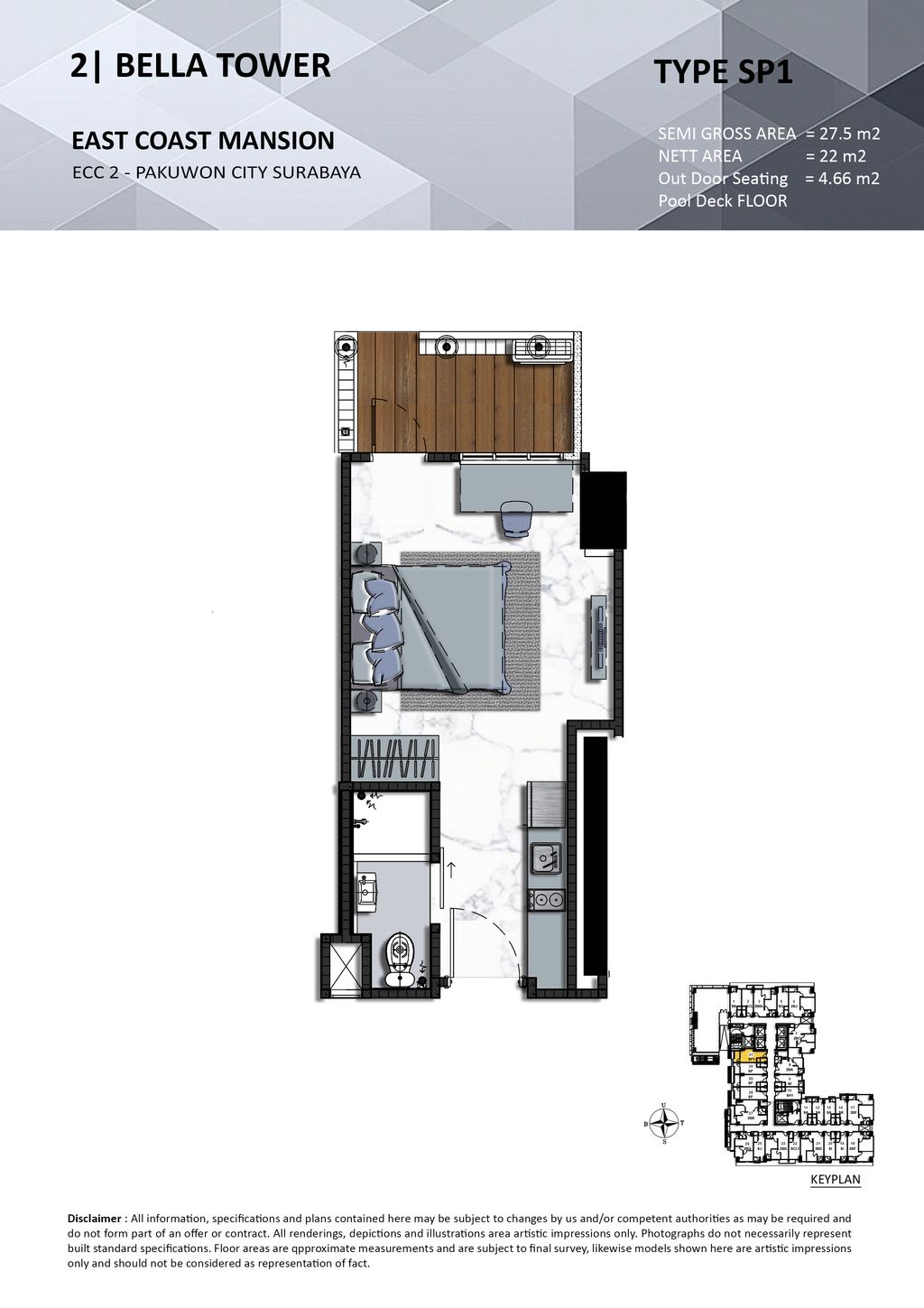 foto denah rumah tipe SP1 perumahan TOWER BELLA, EAST COAST MANSION