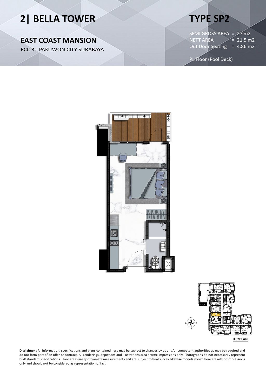 foto denah rumah tipe SP2 perumahan TOWER BELLA, EAST COAST MANSION