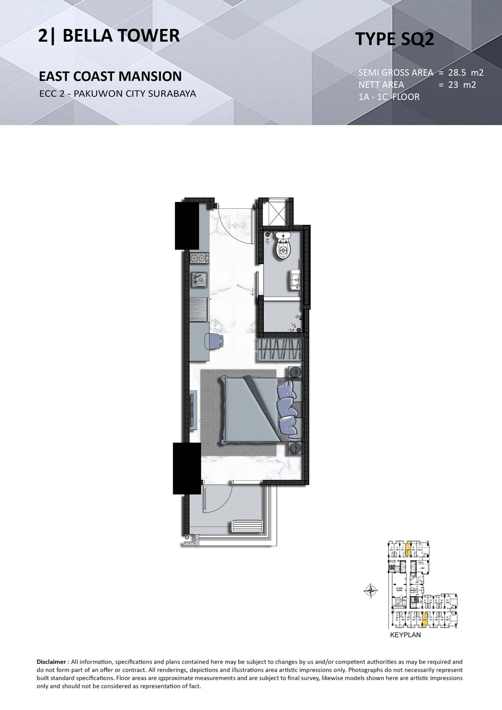 foto denah rumah tipe SQ2 perumahan TOWER BELLA, EAST COAST MANSION