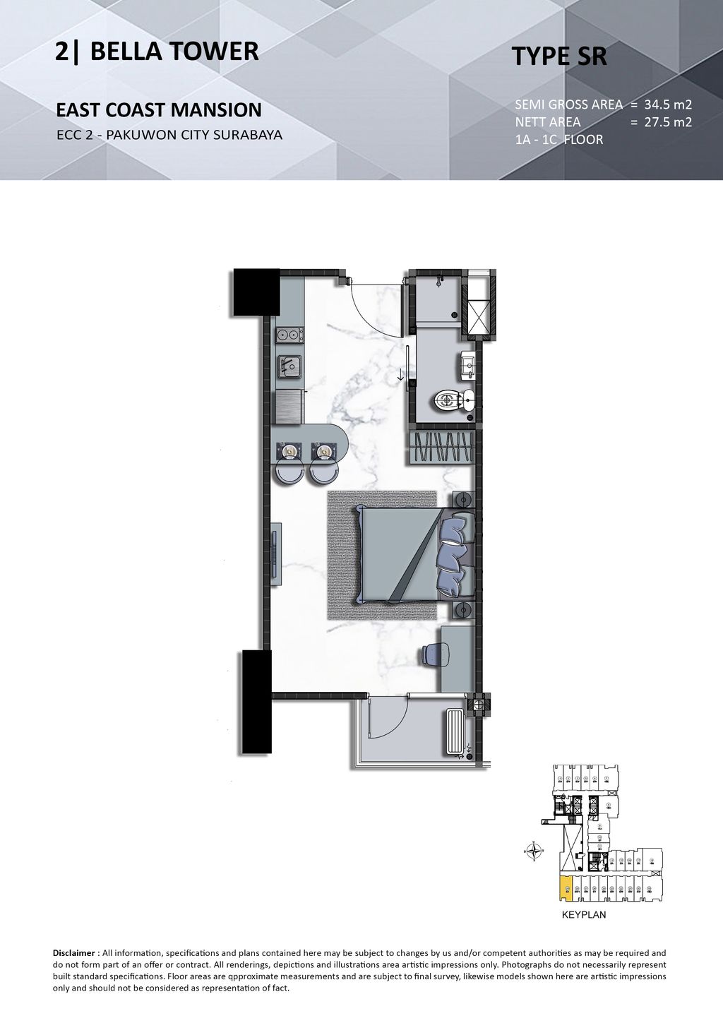 foto denah rumah tipe SR perumahan TOWER BELLA, EAST COAST MANSION