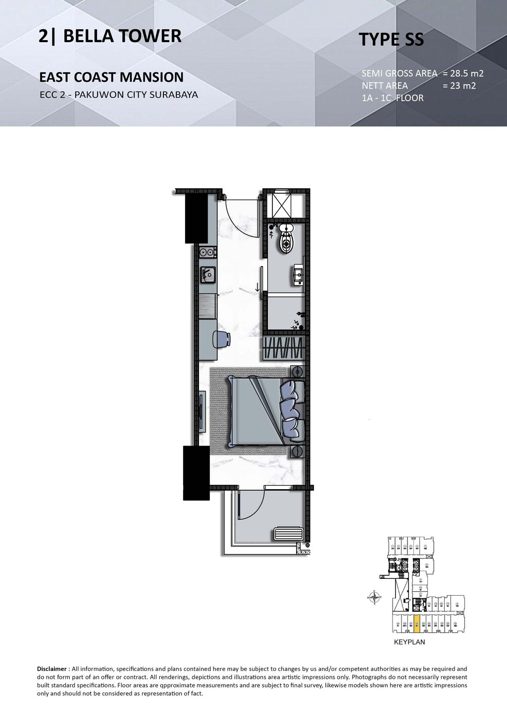 foto denah rumah tipe SS perumahan TOWER BELLA, EAST COAST MANSION