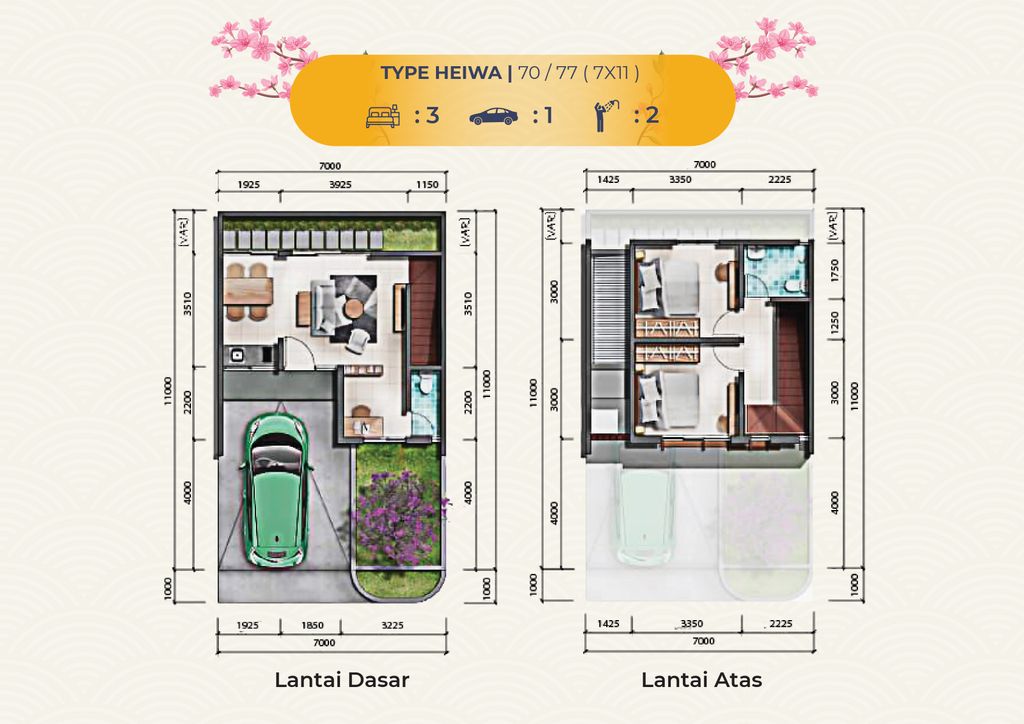 foto denah rumah tipe Heiwa Taiyo perumahan GO HOME RESIDENCE
