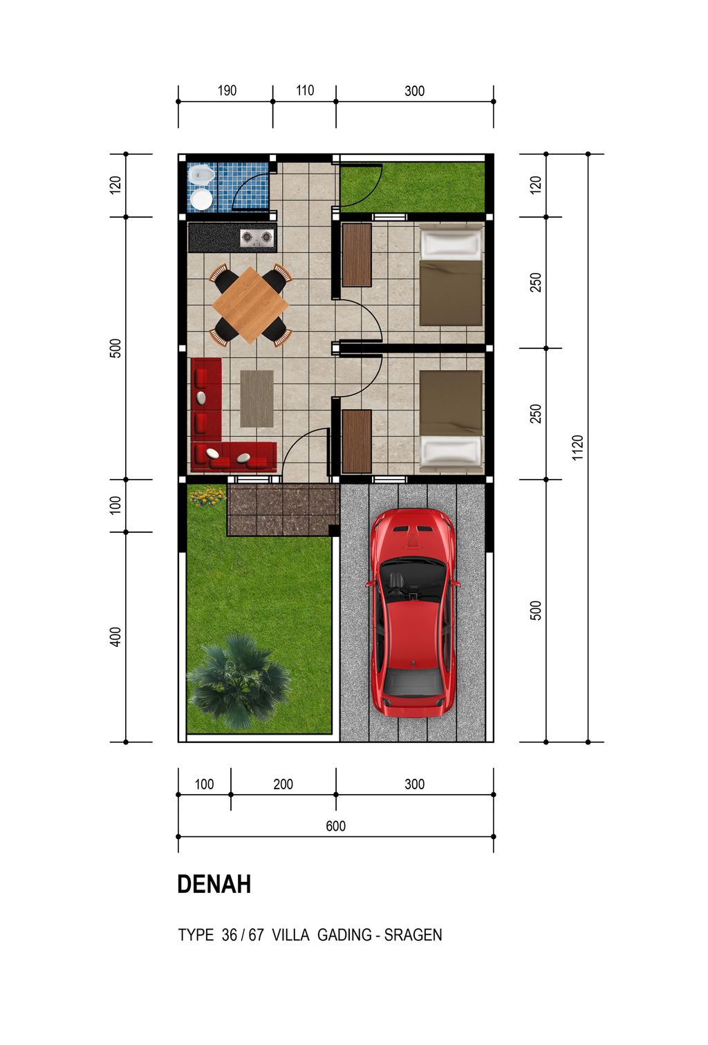 foto denah rumah tipe 36 perumahan VILLA GADING RESIDENCE