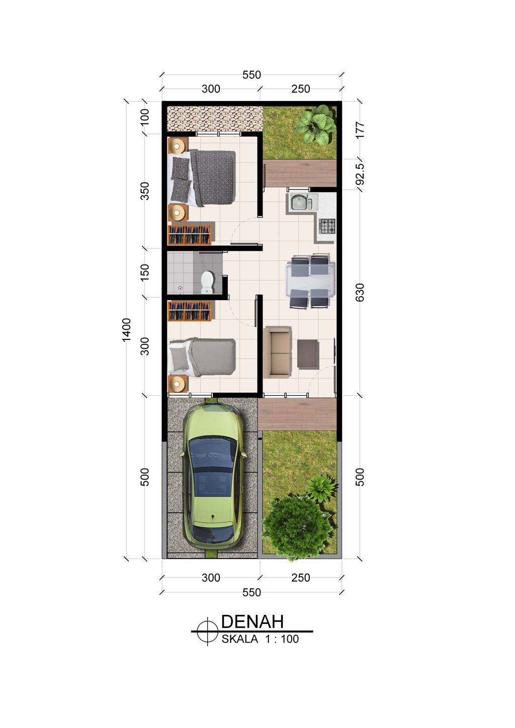 foto denah rumah tipe Adelia perumahan Green Park Residence