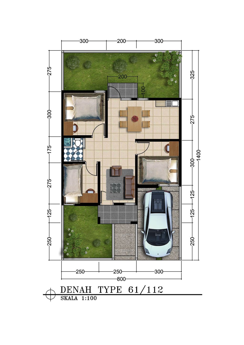 foto denah rumah tipe 61 perumahan Green Park Residence