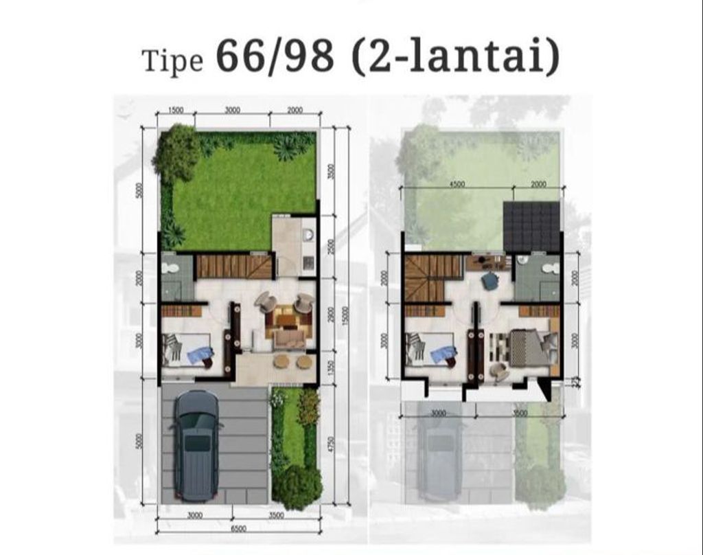 foto denah rumah tipe 66 LILY perumahan ORCHARD VILLAGE