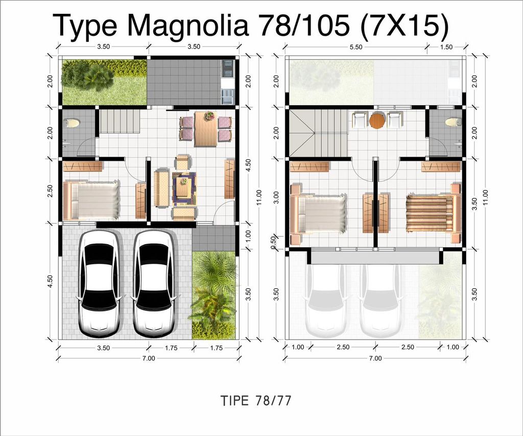 foto denah rumah tipe MAGNOLIA perumahan SAFIRA JUANDA RESORT