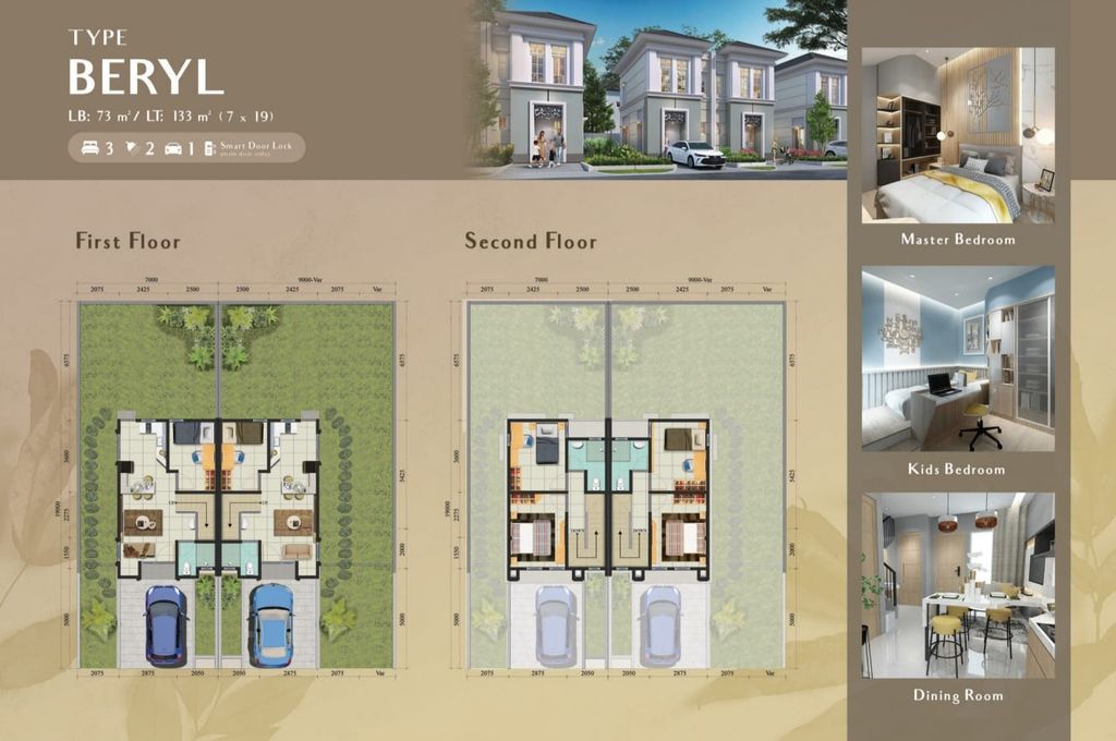 foto denah rumah tipe BERYL- BLOK B02 NO. 10 perumahan Citra Garden Aneka