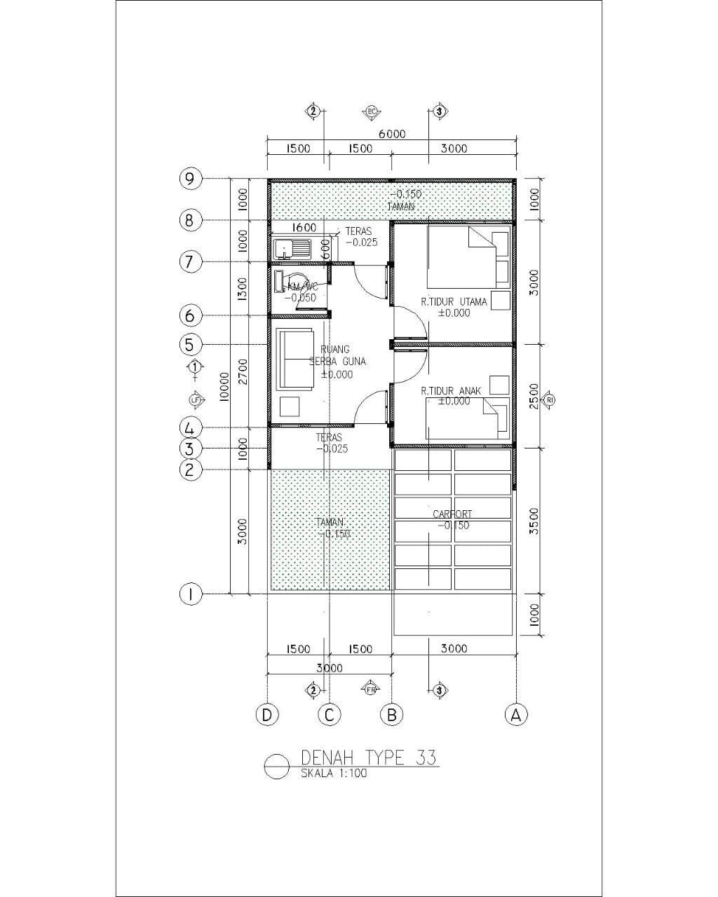 foto denah rumah tipe AZALEA 33/60 perumahan CLUSTER BANYU BIRU VILLAGE