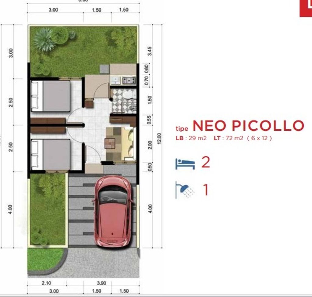 foto denah rumah tipe Neo Piccolo perumahan CITRA RAYA - CLUSTER GIVERNY