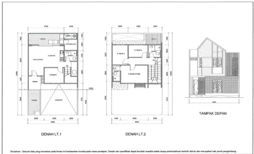 foto denah rumah tipe GIANTI 8A - R PREMIUM perumahan SUMMARECON BANDUNG - CLUSTER GENOVA