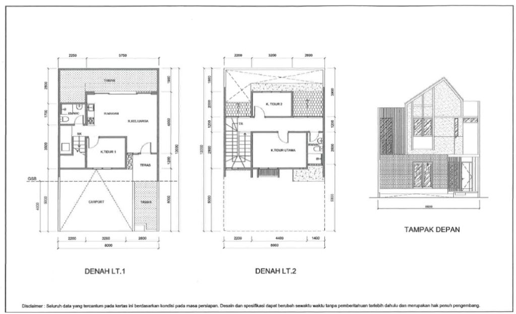 foto denah rumah tipe GIANTI 8A - L STANDAR perumahan SUMMARECON BANDUNG - CLUSTER GENOVA