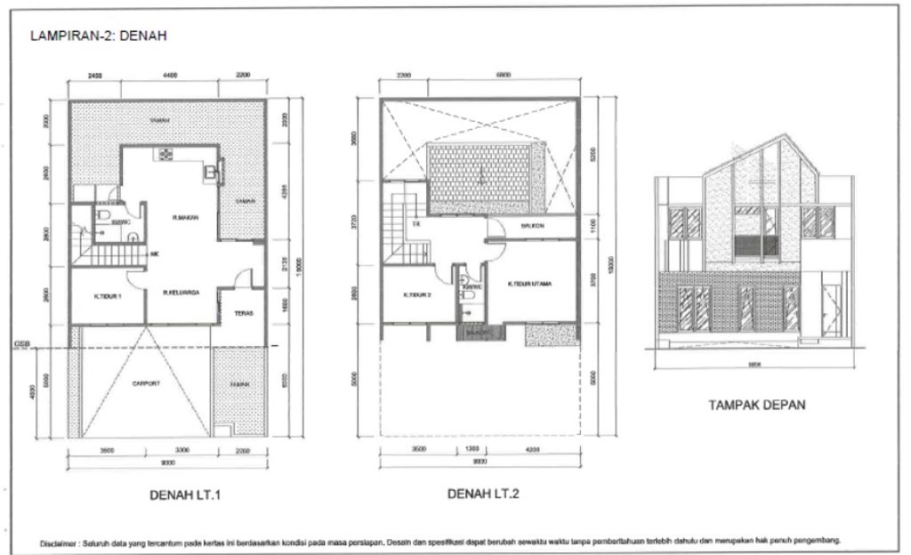 foto denah rumah tipe GAVINA 9B - L STANDAR perumahan SUMMARECON BANDUNG - CLUSTER GENOVA