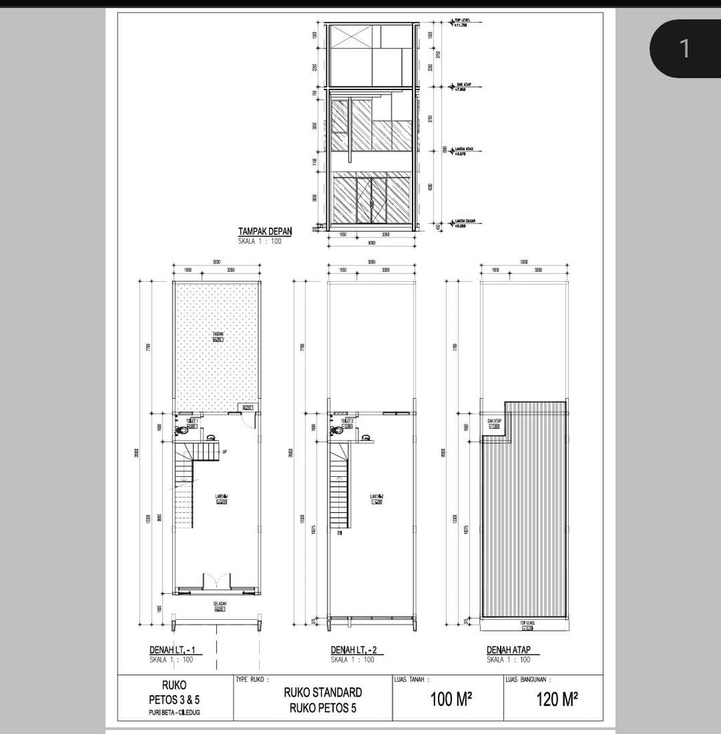 foto denah rumah tipe ruko standar perumahan Ruko Petos 3 dan 5 Puri Beta