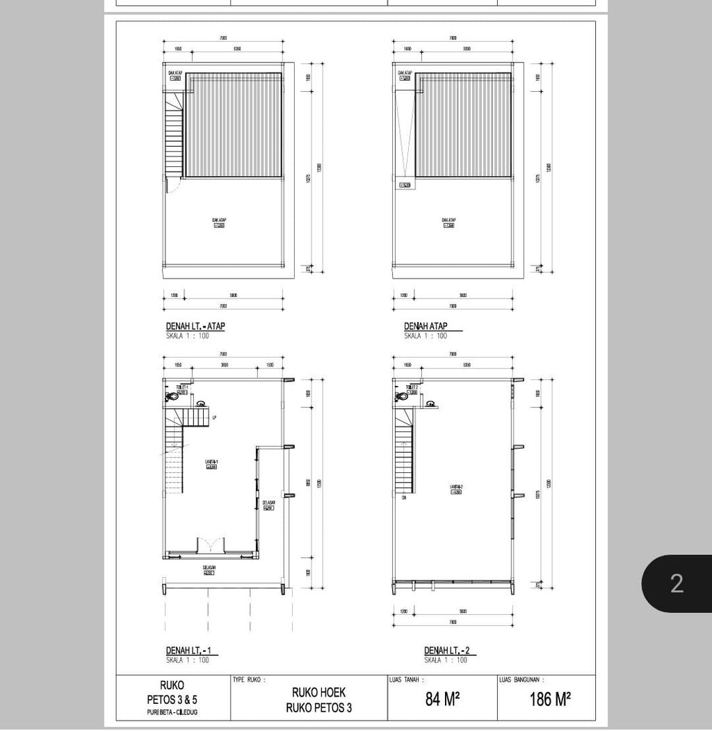 foto denah rumah tipe ruko hoek perumahan Ruko Petos 3 dan 5 Puri Beta
