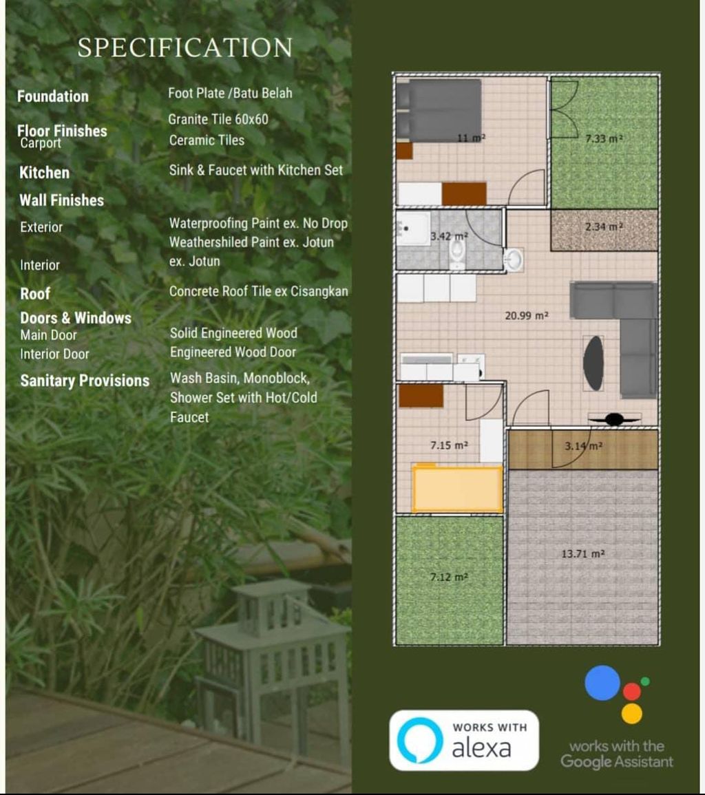 foto denah rumah tipe 36/72 TAMAN perumahan KOTA BALI RESIDENCE