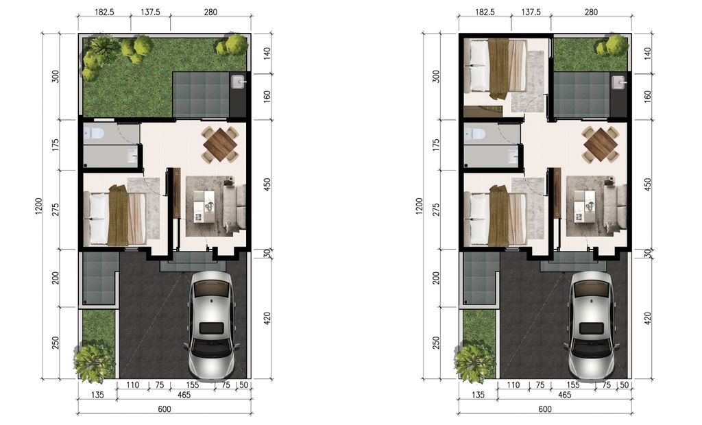 foto denah rumah tipe CHESTER B perumahan CITRAHARMONI - CLUSTER CAMBRIDGE