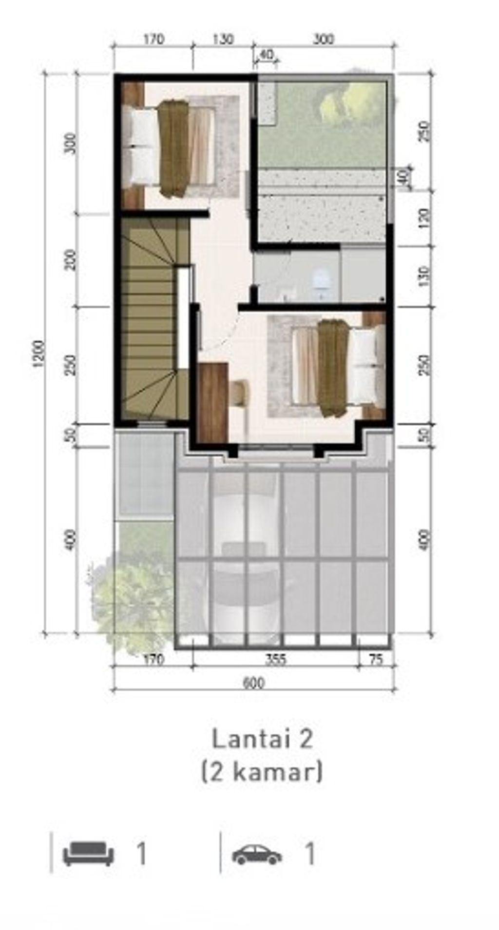 foto denah rumah tipe BRISTOL B perumahan CITRAHARMONI - CLUSTER CAMBRIDGE