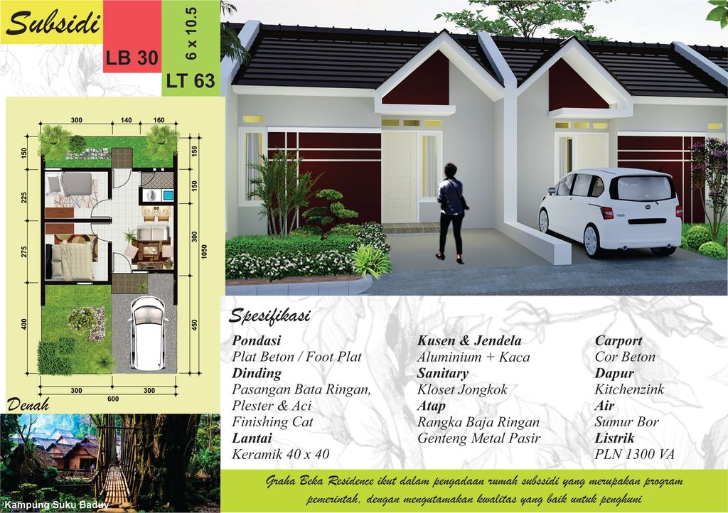foto denah rumah tipe SUBSIDI perumahan Perumahan Graha Beka Residence