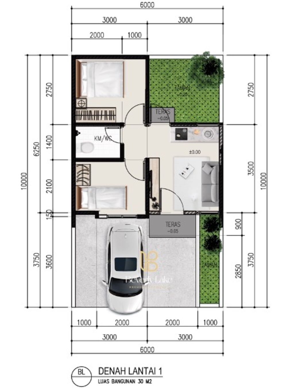 foto denah rumah tipe California 60x30 perumahan Perumahan Beverly Lake