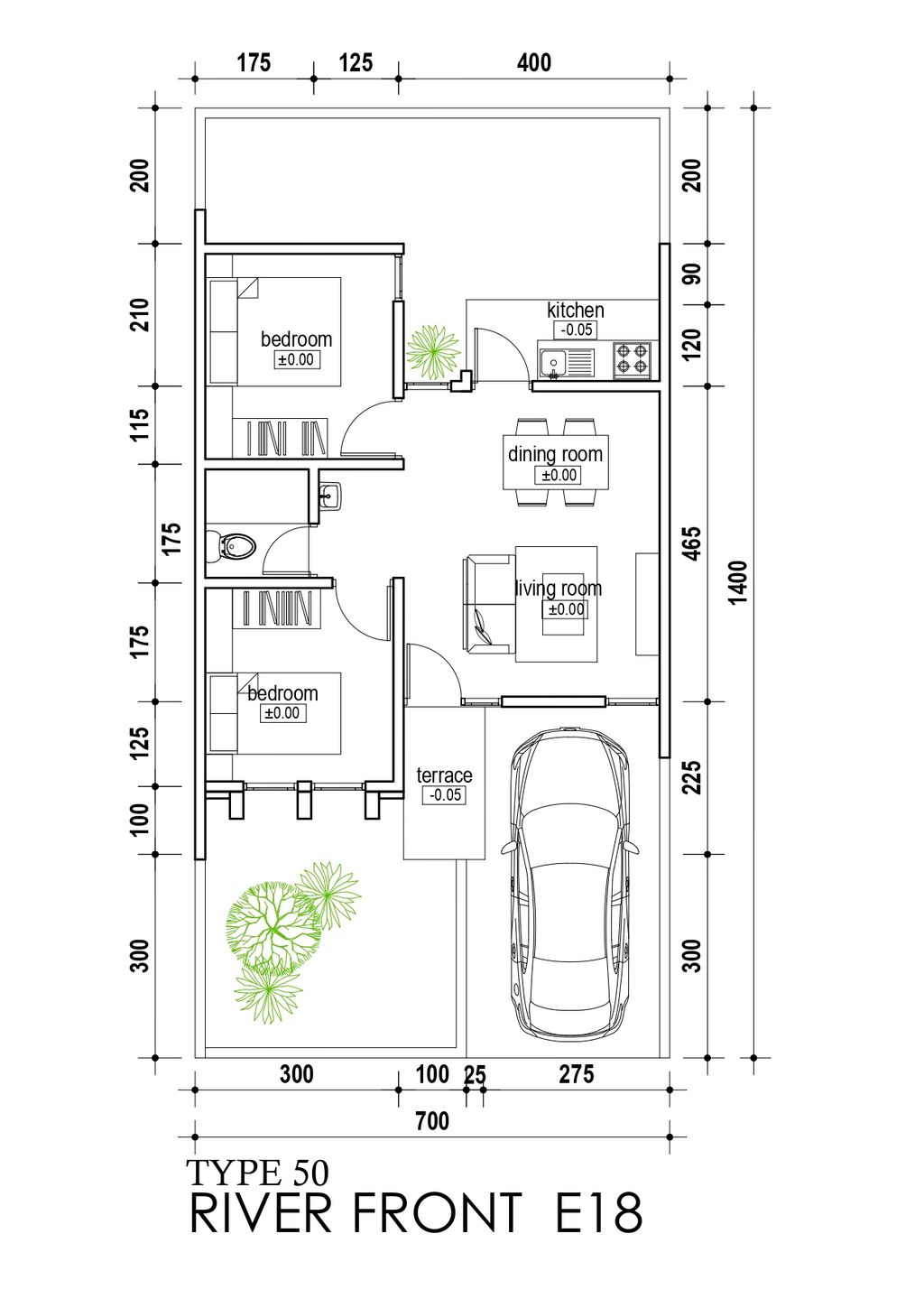 foto denah rumah tipe Maple B perumahan RIVERFRONT URBAN RESORT
