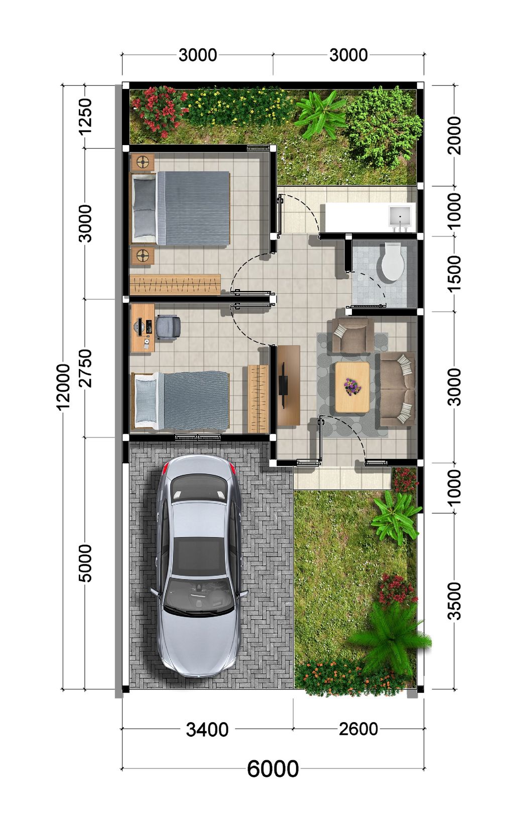 foto denah rumah tipe 36/72 - NEW perumahan GRAHA PALEM ASRI