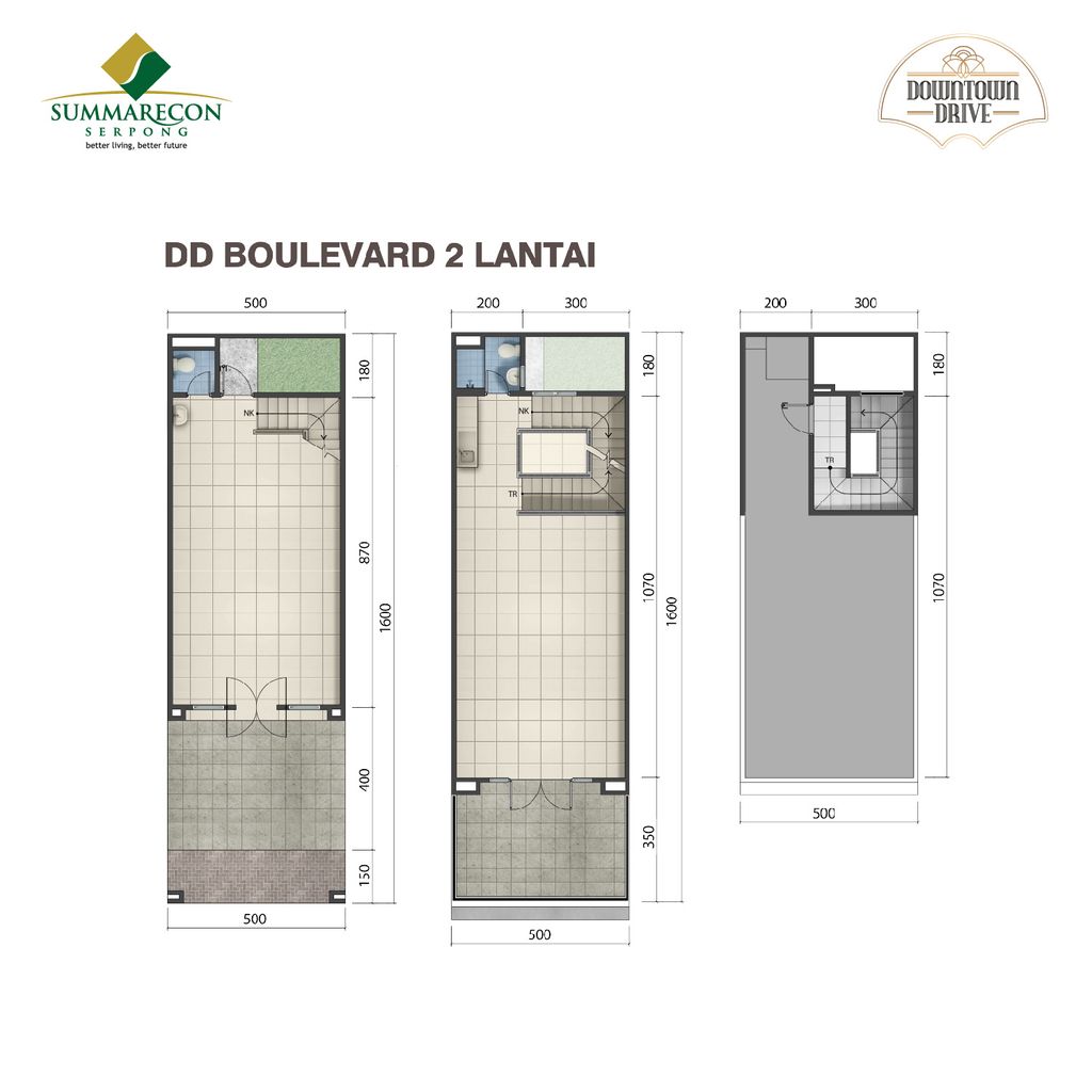 foto denah rumah tipe BLV 2 Lantai perumahan RUKO DOWNTOWN DRIVE (CLUSTER VOLTA)