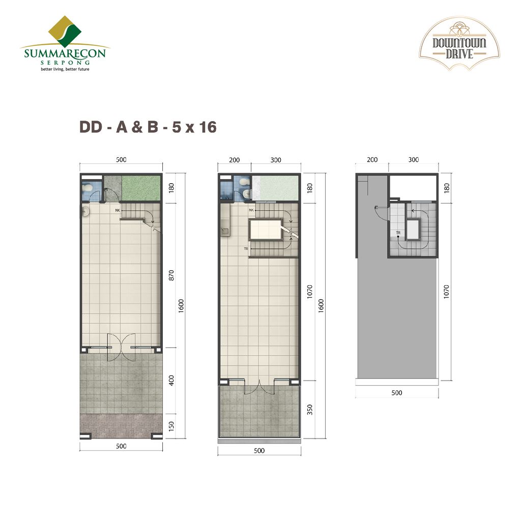 foto denah rumah tipe 5x16 2 Lantai perumahan RUKO DOWNTOWN DRIVE (CLUSTER VOLTA)