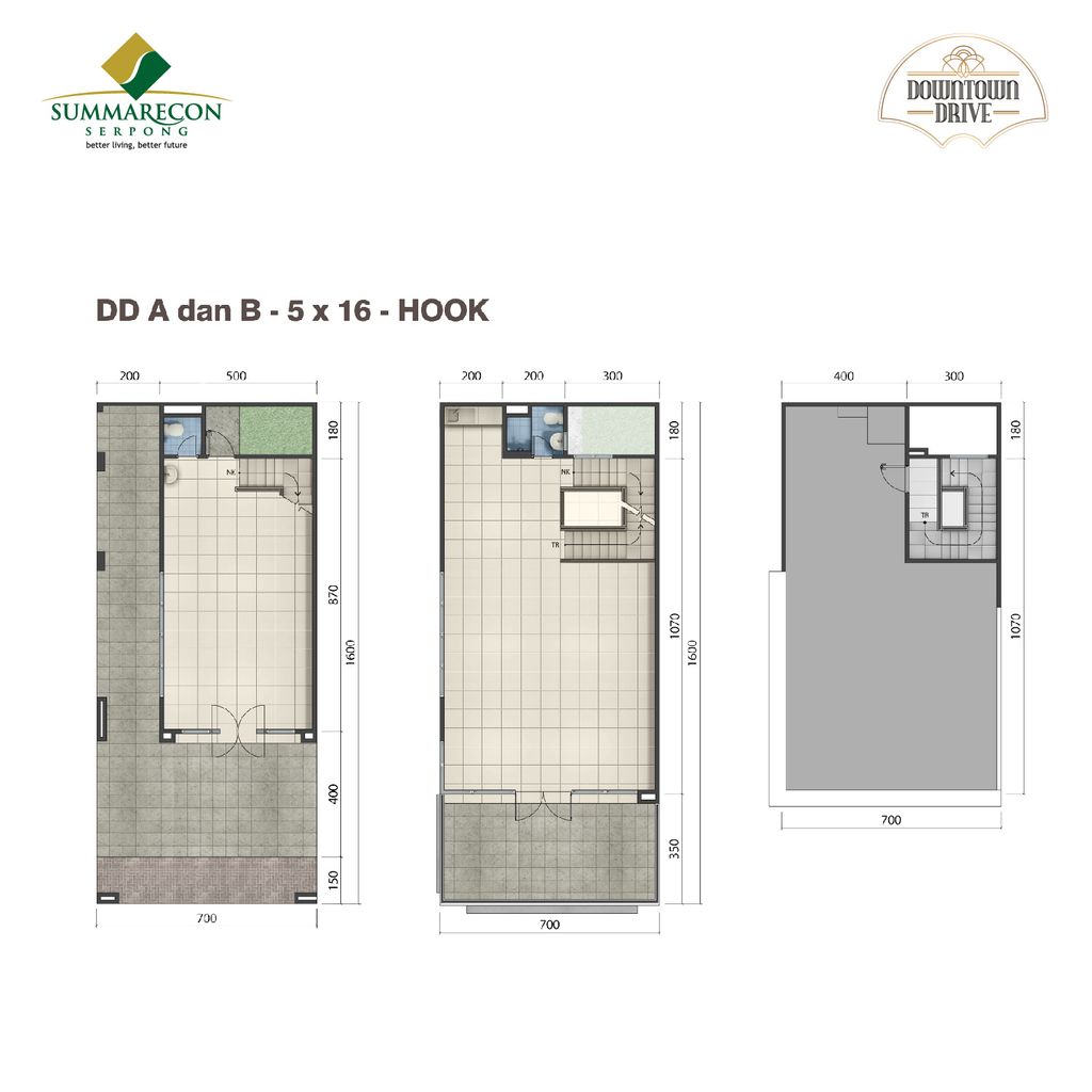 foto denah rumah tipe 5x16 2 Lantai Hook perumahan RUKO DOWNTOWN DRIVE (CLUSTER VOLTA)
