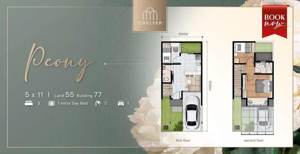 foto denah rumah tipe Peony perumahan WISATA BUKIT MAS - CHELSEA