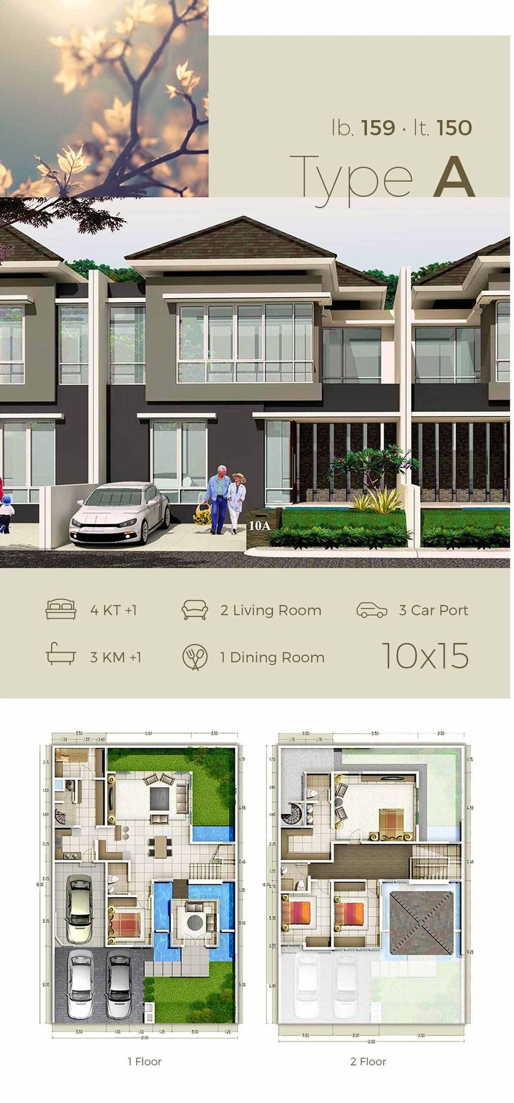 foto denah rumah tipe 10-A perumahan GARDEN POINTE