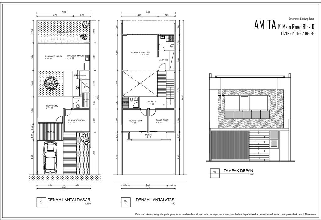 foto denah rumah tipe Amita 165 perumahan The Awani Residence 2