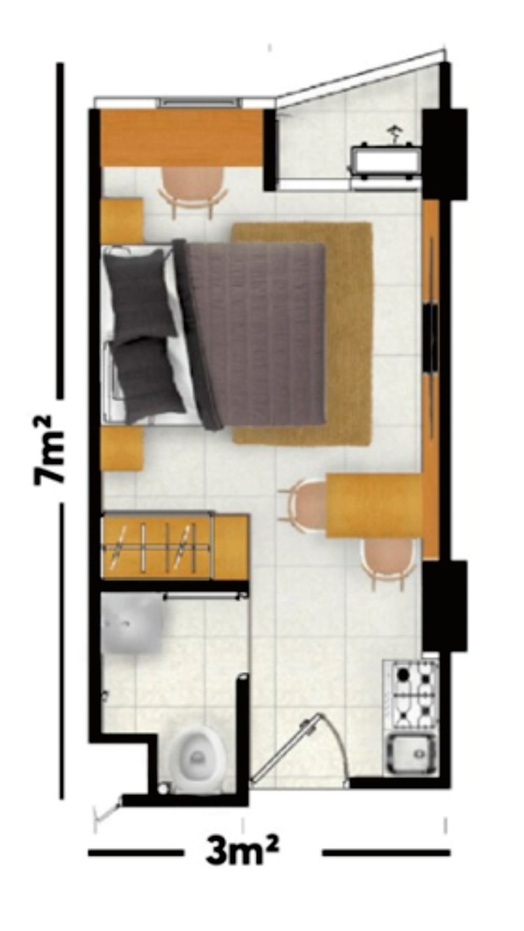 foto denah rumah tipe Studio perumahan Riverview Residence Tower Mahakam