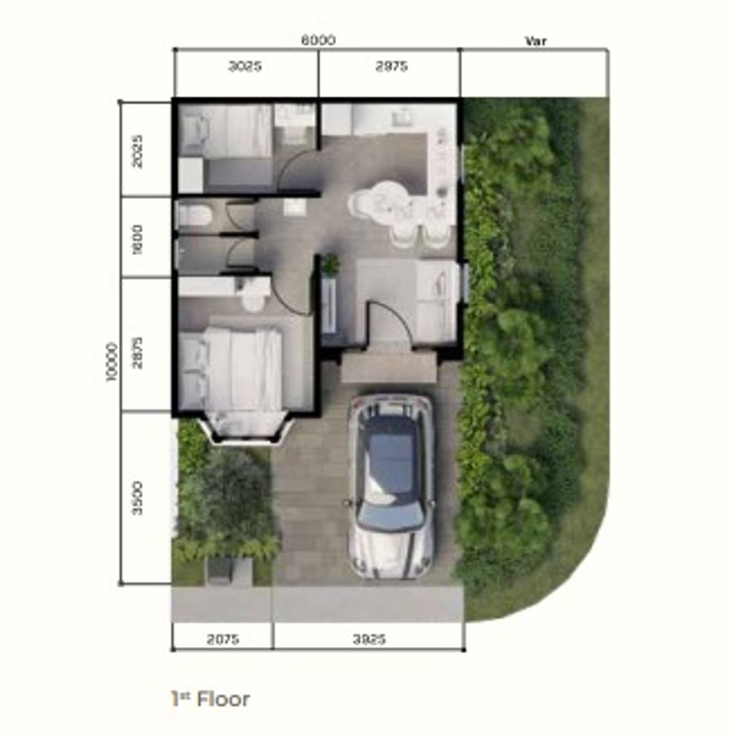 foto denah rumah tipe RUSSELIA perumahan CITRAGARDEN BINTARO