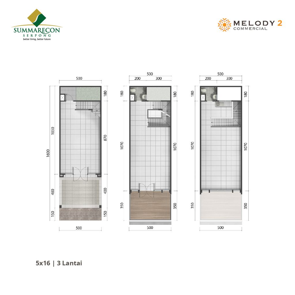 foto denah rumah tipe 5x16 3 Lantai perumahan RUKO MELODY 2
