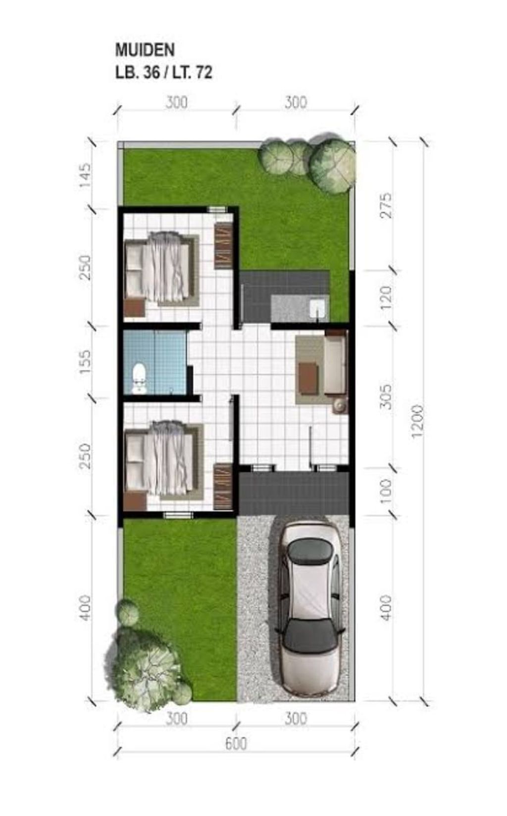 foto denah rumah tipe MUIDEN perumahan CITRAHARMONI - CLUSTER ROTTERDAM