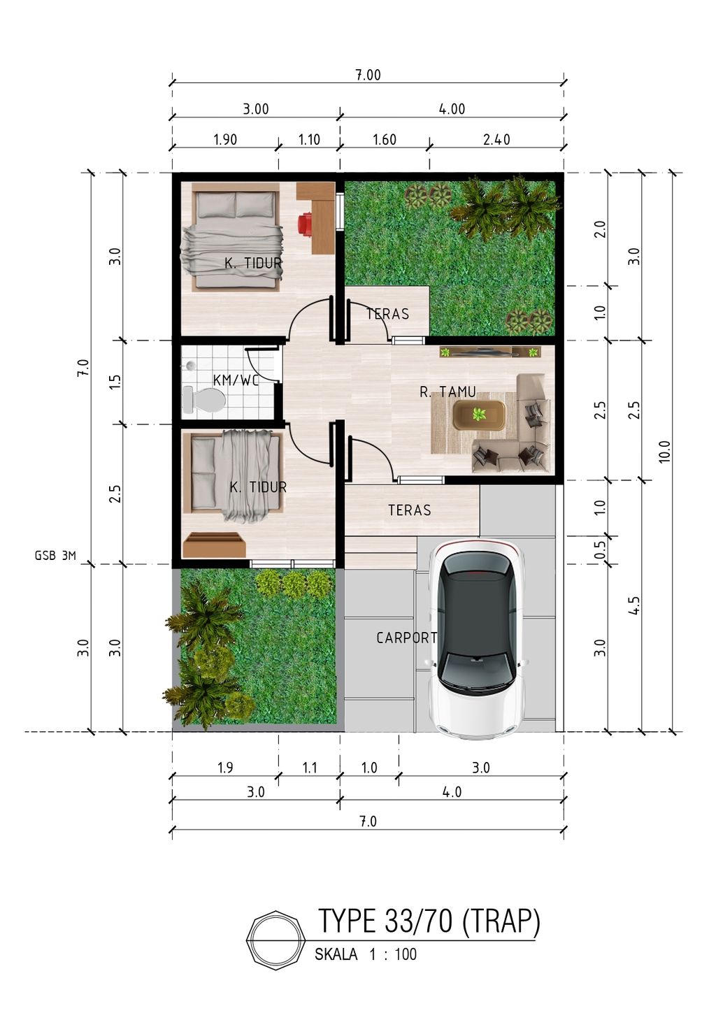 foto denah rumah tipe 33/70 (Komersil) perumahan KIERANA INDAH RESIDENCE 2