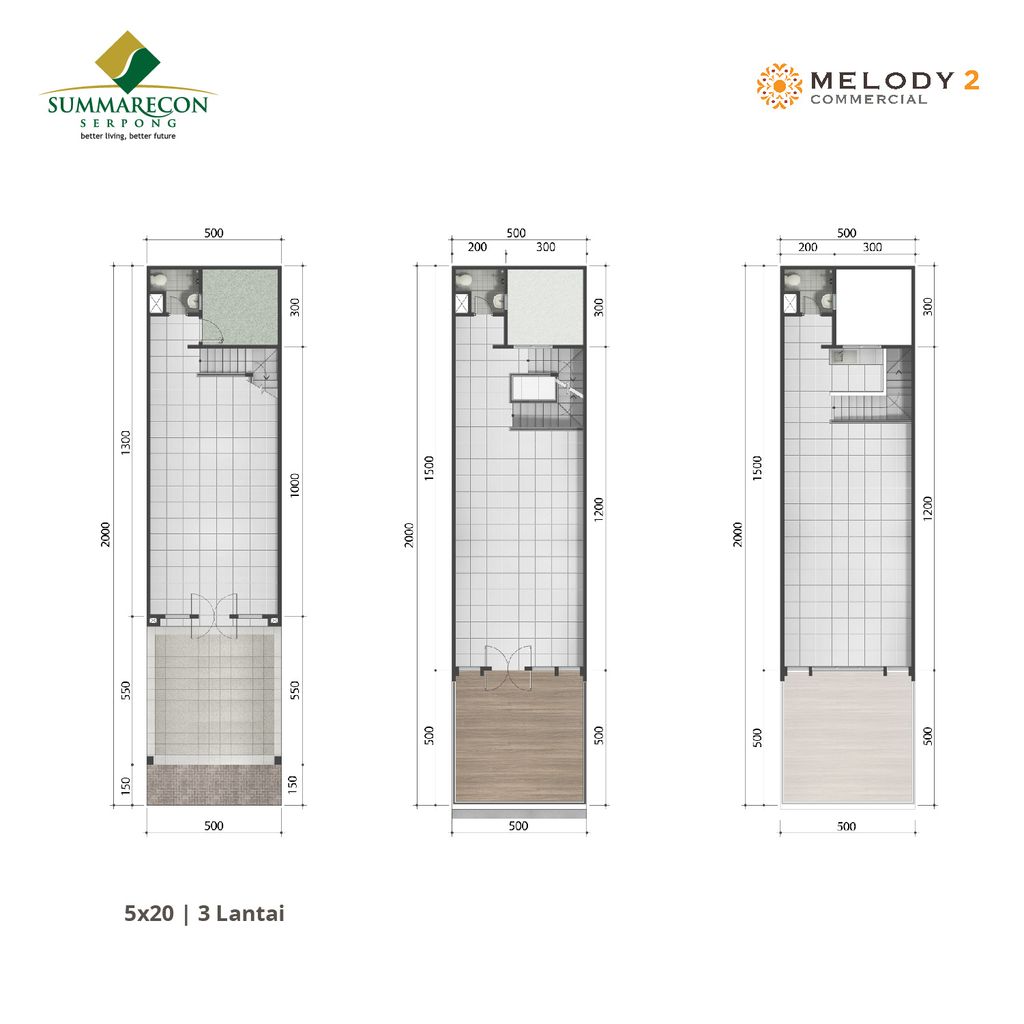 foto denah rumah tipe 5x20 3 Lantai perumahan RUKO MELODY 2