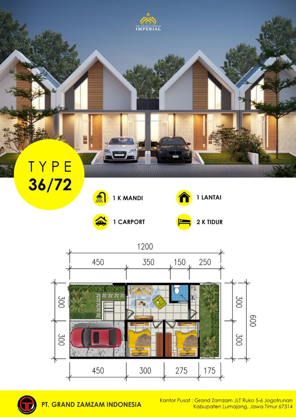foto denah rumah tipe 36 perumahan THE GRAND ZAMZAM IMPERIAL TAHAP 2